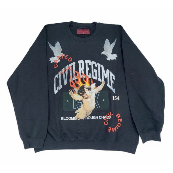 Civil Regime Casted Out Blooming Through Chaos Graphic Sweatshirt XL‎ Y2K Grunge